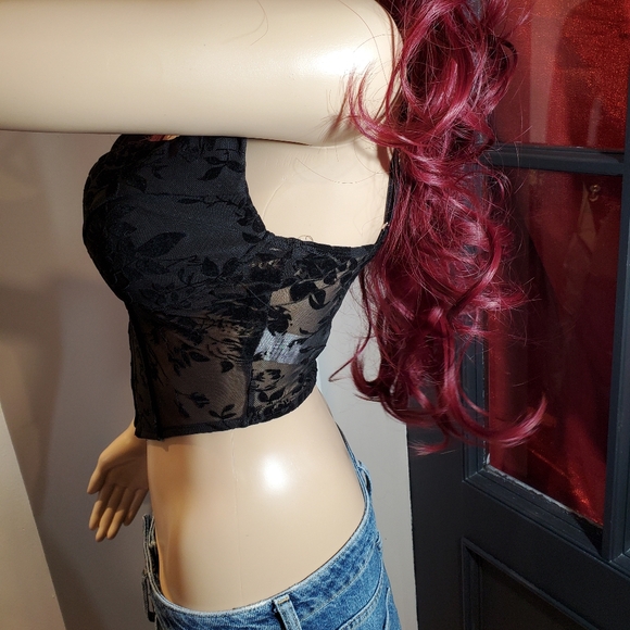 F21 Dark Floral Sheer Corset - Picture 5 of 8